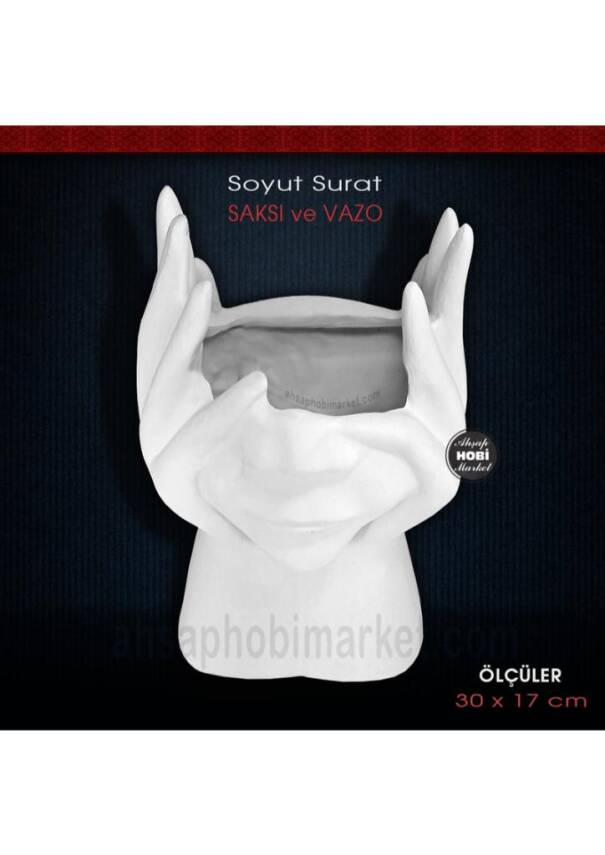 Polyester Soyut Surat Saksı Vazo (30x17cm ) - 2