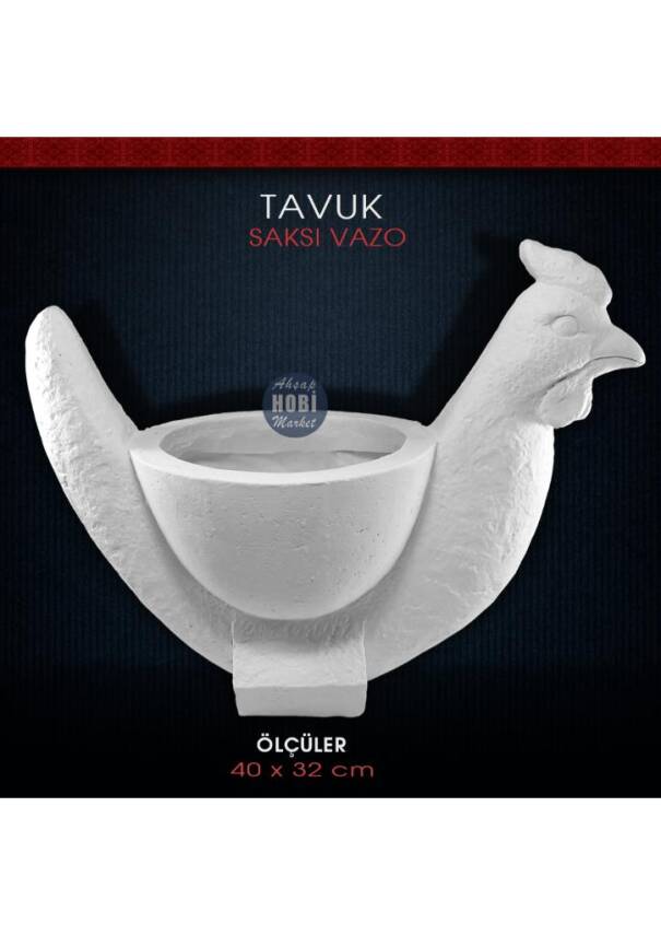 Polyester Tavuk Saksı Dev Boy (40x32cm) - 1