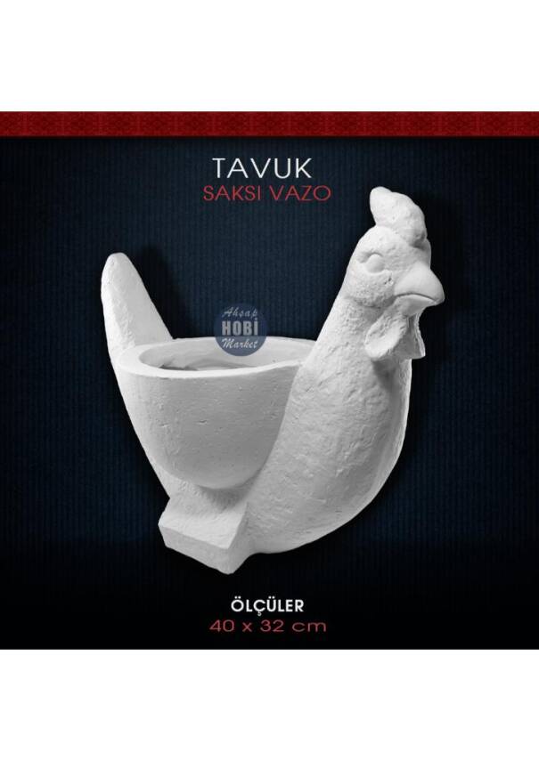 Polyester Tavuk Saksı Dev Boy (40x32cm) - 2