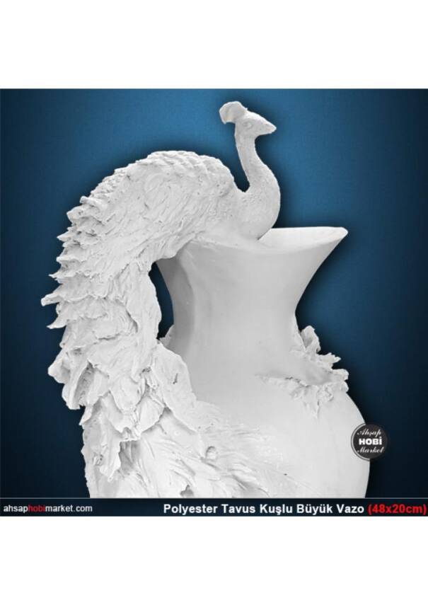 Polyester Tavus Kuşlu Büyük Vazo (48x20cm) - 2