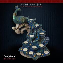 Polyester Tavus Kuşlu Dev Şamdan Mumluk (37x27cm) - Tual Hobi Sanat (1)