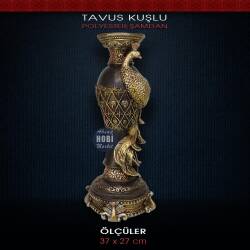 Polyester Tavus Kuşu Figürlü Şamdan (29x10cm) - Tual Hobi Sanat (1)
