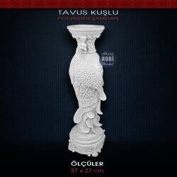 Polyester Tavus Kuşu Figürlü Şamdan (29x10cm) - Tual Hobi Sanat