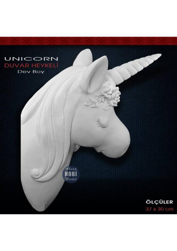 Polyester Unicorn Duvar Atı Heykeli (37x30cm) - 2