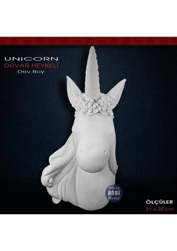 Polyester Unicorn Duvar Atı Heykeli (37x30cm) - 1