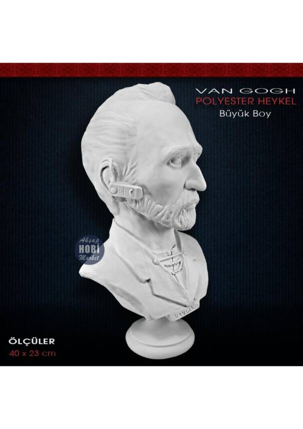 Polyester Van Gogh Heykeli - Büyük Boy (40x23cm) - 3