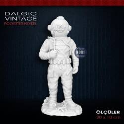 Polyester Vintage Dalgıç Biblo Heykeli (20x10cm) - Tual Hobi Sanat