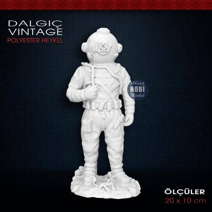 Polyester Vintage Dalgıç Biblo Heykeli (20x10cm) - 1
