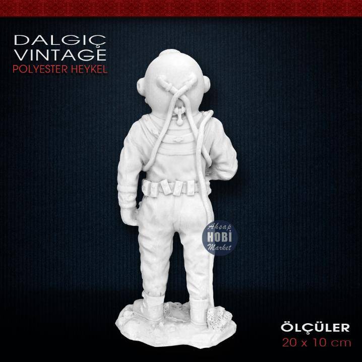 Polyester Vintage Dalgıç Biblo Heykeli (20x10cm) - 3