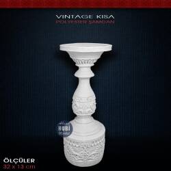 Polyester Vintage Şamdan Mumluk (32x13cm) Küçük Boy - Tual Hobi Sanat