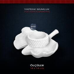 Polyester Yapraklı TeaLight Mumluk (14x13,5cm) - Tual Hobi Sanat