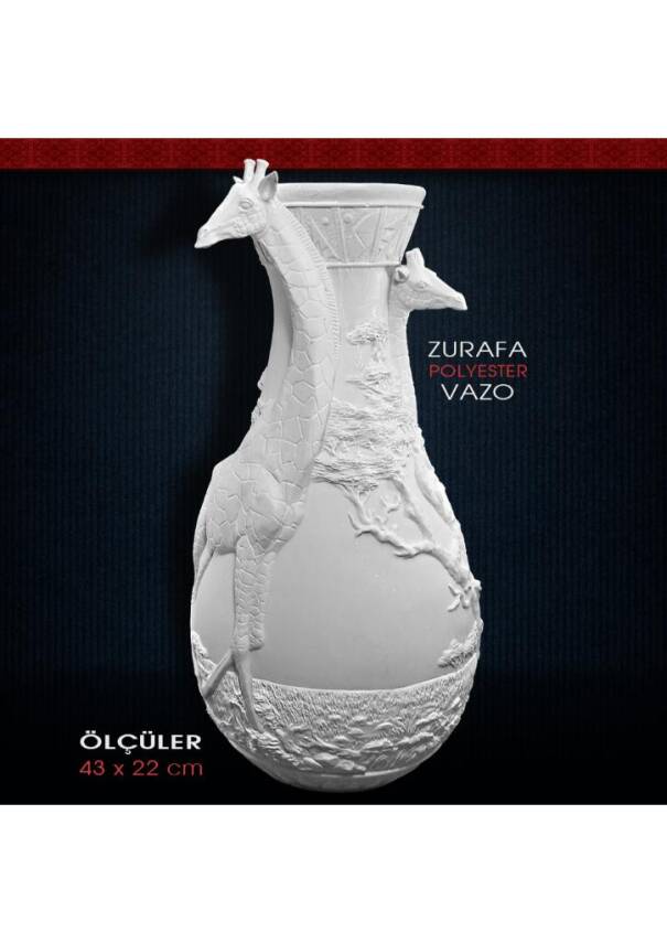 Polyester Zürafa Figürlü Uzun Vazo (43x22cm) - 1