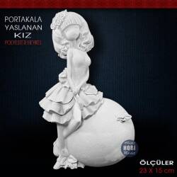 Portakala Yaslanan Kız Biblo (23x15 cm) Ham Polyester - Tual Hobi Sanat
