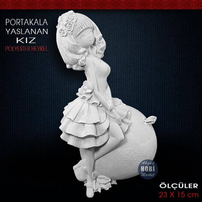 Portakala Yaslanan Kız Biblo (23x15 cm) Ham Polyester - 2