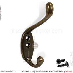 Portmanto Askısı Büyük İkili Metal (100x60 mm) Antik Altın - Tual Hobi Sanat