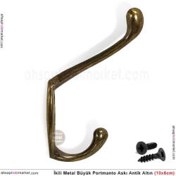 Portmanto Askısı Büyük İkili Metal (100x60 mm) Antik Altın - Tual Hobi Sanat (1)