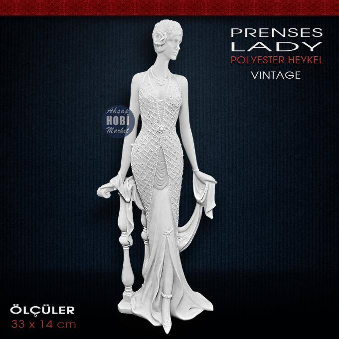 Prenses Lady Vintage Kadın Biblo (33x14cm) Ham Polyester - 1