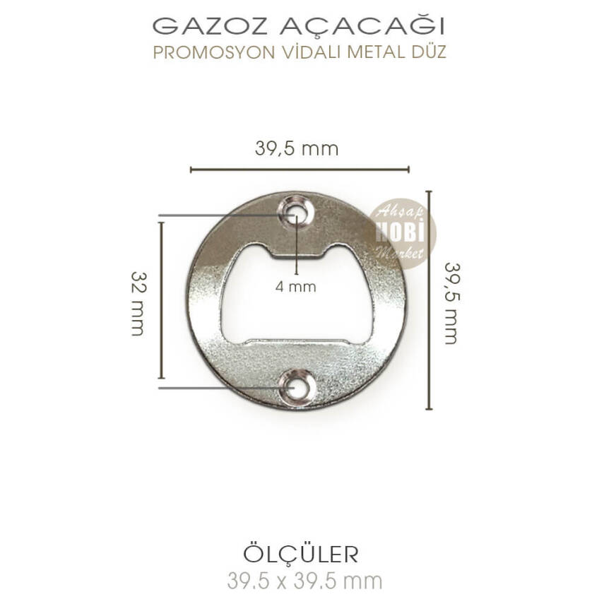 Promosyon Gazoz Açacağı (39,5x39,5 mm) Havşa Delikli Düz - 2