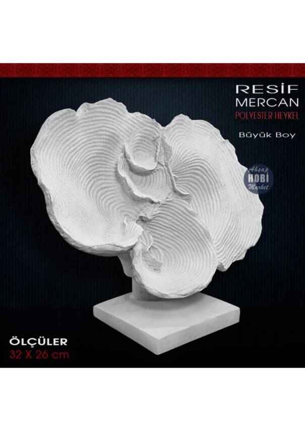 Resif Mercan Biblo Heykeli Büyük (32x26 cm) Ham Polyester - 2