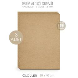 Resim Altlığı Duralit Panel 3 Adet (30x40 cm) Ham Mdf 3 mm - Tual Hobi Sanat