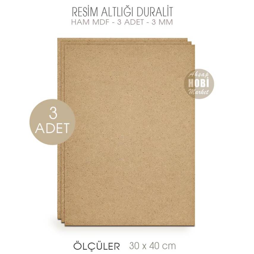 Resim Altlığı Duralit Panel 3 Adet (30x40 cm) Ham Mdf 3 mm - 1