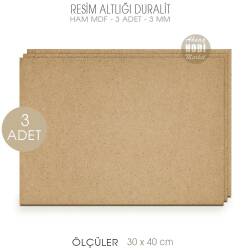 Resim Altlığı Duralit Panel 3 Adet (30x40 cm) Ham Mdf 3 mm - Tual Hobi Sanat (1)