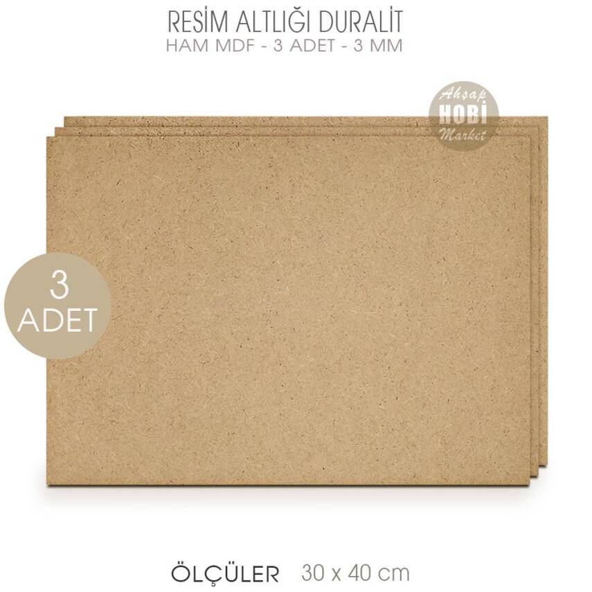 Resim Altlığı Duralit Panel 3 Adet (30x40 cm) Ham Mdf 3 mm - 2