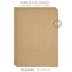 Resim Altlığı Duralit Panel 3 Adet (35x50 cm) Ham Mdf 3 mm - Tual Hobi Sanat