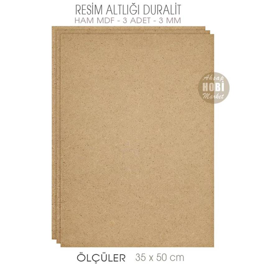 Resim Altlığı Duralit Panel 3 Adet (35x50 cm) Ham Mdf 3 mm - 1