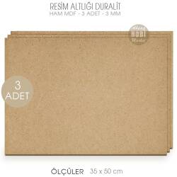 Resim Altlığı Duralit Panel 3 Adet (35x50 cm) Ham Mdf 3 mm - Tual Hobi Sanat (1)