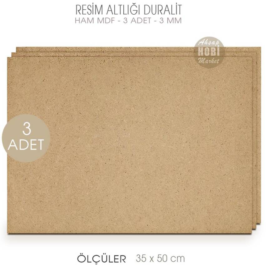 Resim Altlığı Duralit Panel 3 Adet (35x50 cm) Ham Mdf 3 mm - 2