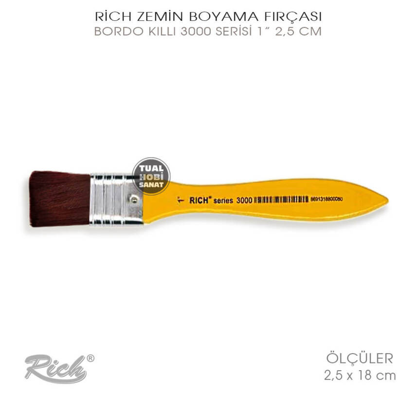 Rich 3000 Bordo Kıllı Seri No:1 Zemin Fırça 2,5 cm - 1