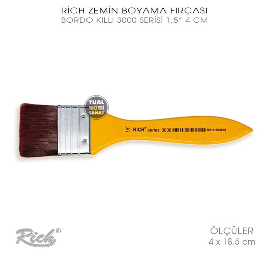 Rich 3000 Bordo Kıllı Seri No:1,5 Zemin Fırça 4 cm - 1