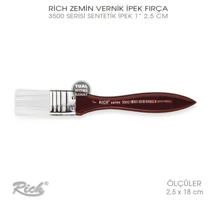 Rich 3500 Serisi Sentetik İpek No:1 Zemin Vernik Fırçası 2,5 cm - 1