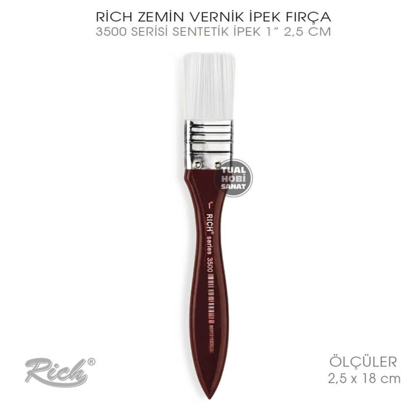 Rich 3500 Serisi Sentetik İpek No:1 Zemin Vernik Fırçası 2,5 cm - 2
