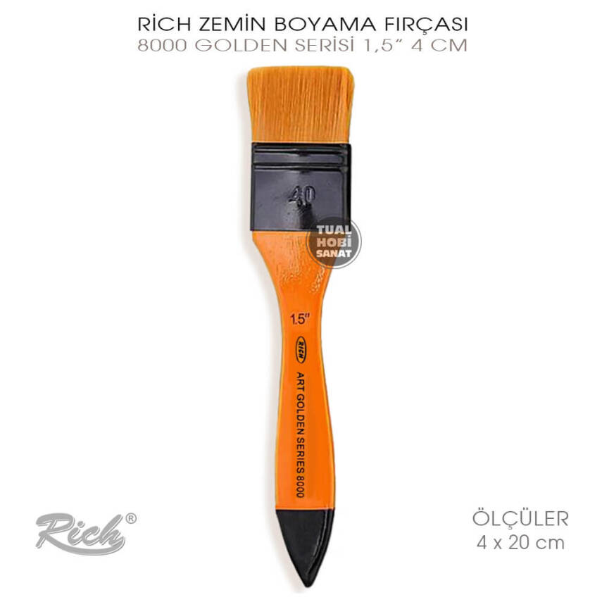 Rich 8000 Golden Serisi No:1,5 Sentetik İpek Profesyonel Fırça 4 cm - 2