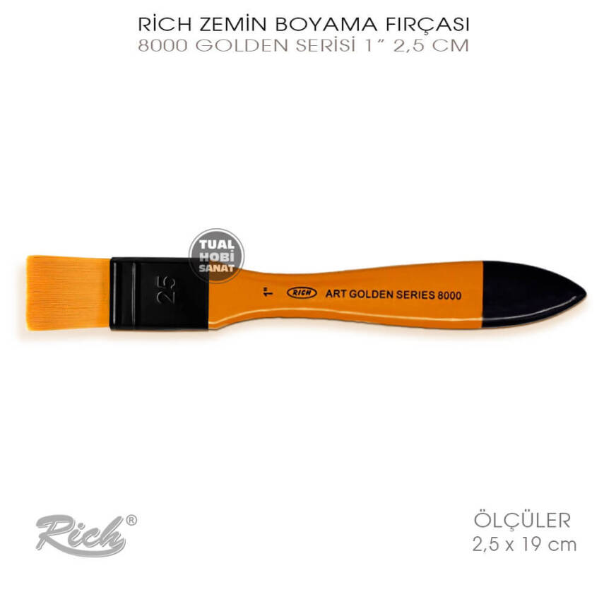 Rich 8000 Golden Serisi No:1 Sentetik İpek Profesyonel Fırça 2,5 cm - 1