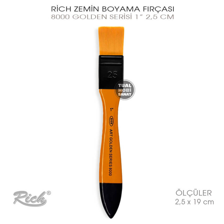 Rich 8000 Golden Serisi No:1 Sentetik İpek Profesyonel Fırça 2,5 cm - 2