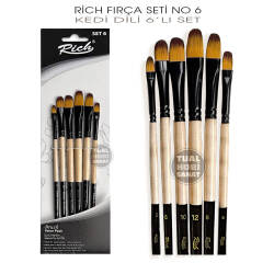 Rich Fırça Seti No:6 Kedi Dili Fırça Seti 6 Parça - Rich