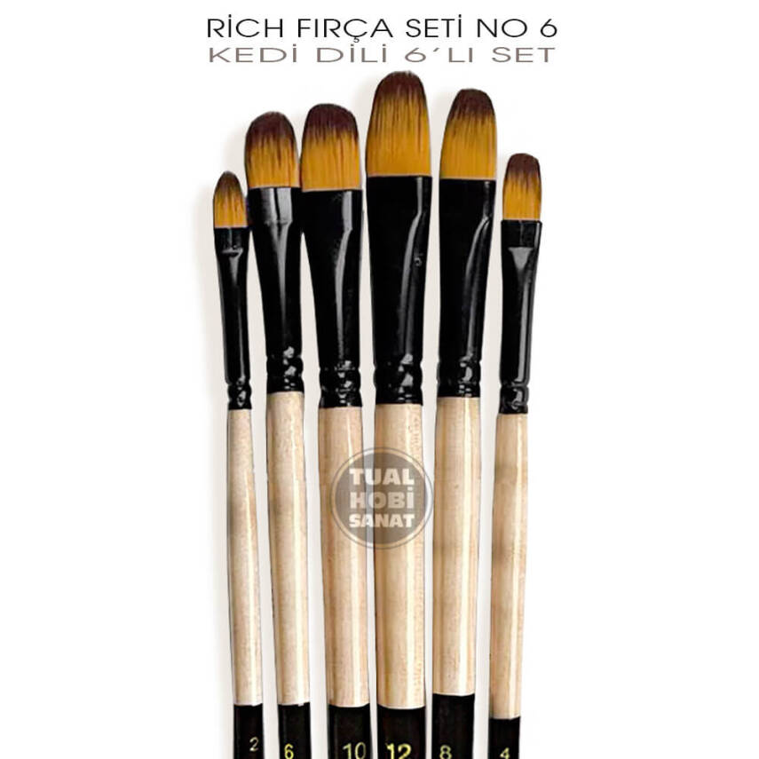 Rich Fırça Seti No:6 Kedi Dili Fırça Seti 6 Parça - 3