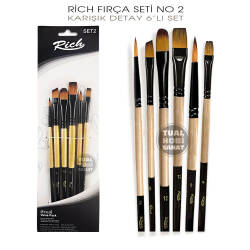 Rich Fırça Seti No:2 Detay Kontür Fırça Seti 6 Parça - Rich