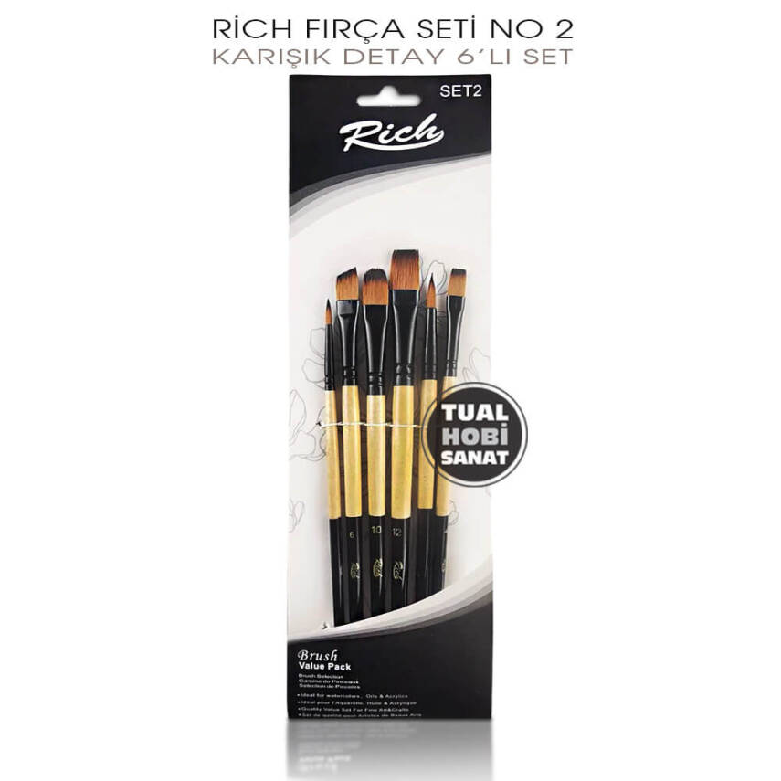 Rich Fırça Seti No:2 Detay Kontür Fırça Seti 6 Parça - 2