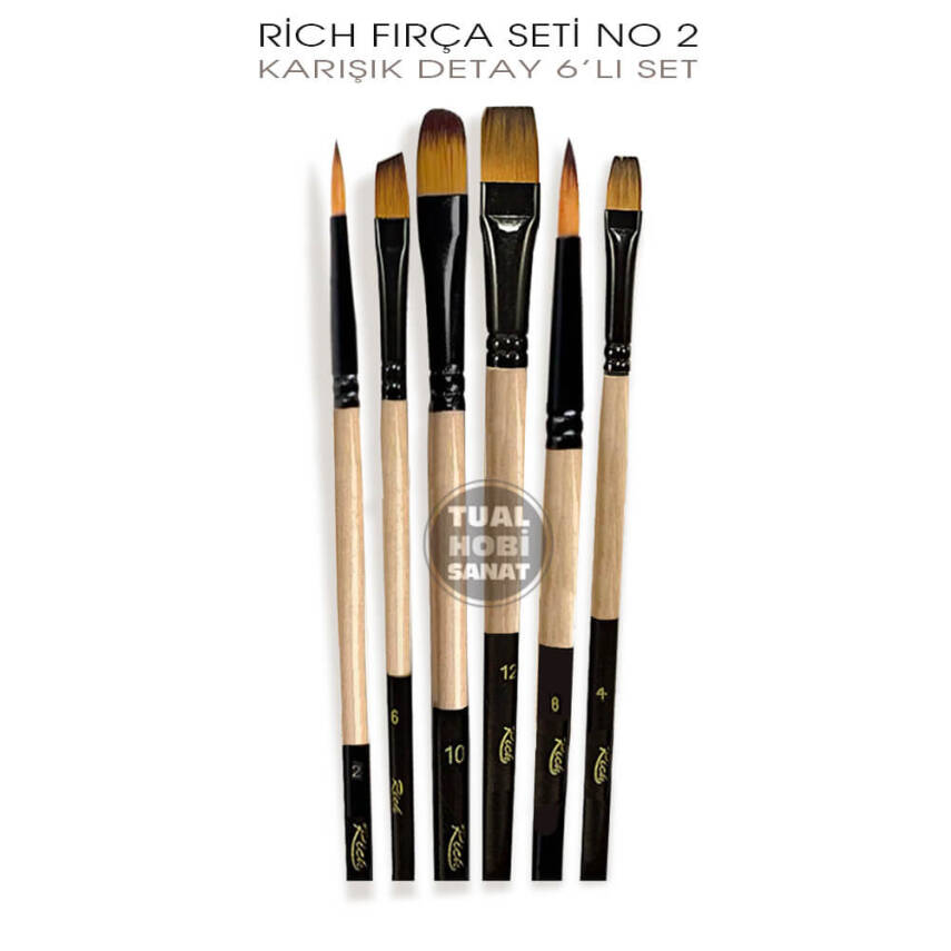 Rich Fırça Seti No:2 Detay Kontür Fırça Seti 6 Parça - 3