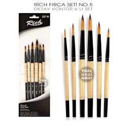 Rich Fırça Seti No:5 Detay Kontür Fırça Seti 6 Parça - Rich