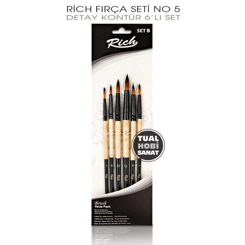 Rich Fırça Seti No:5 Detay Kontür Fırça Seti 6 Parça - 2