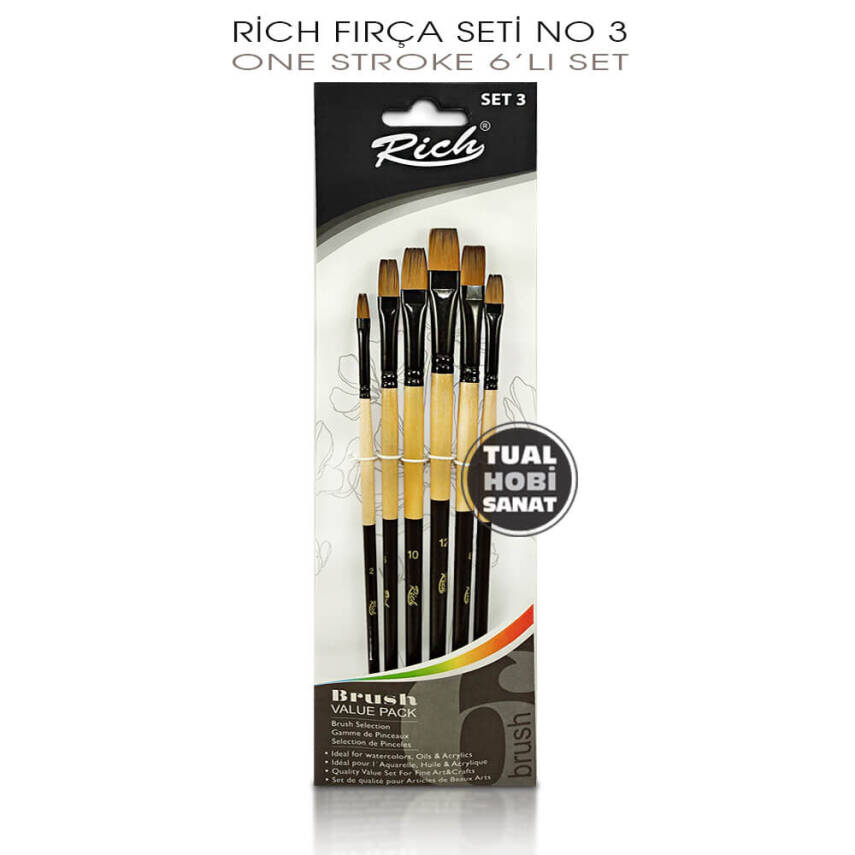 Rich Fırça Seti No:3 One Stroke Fırça Seti 6 Parça - 2