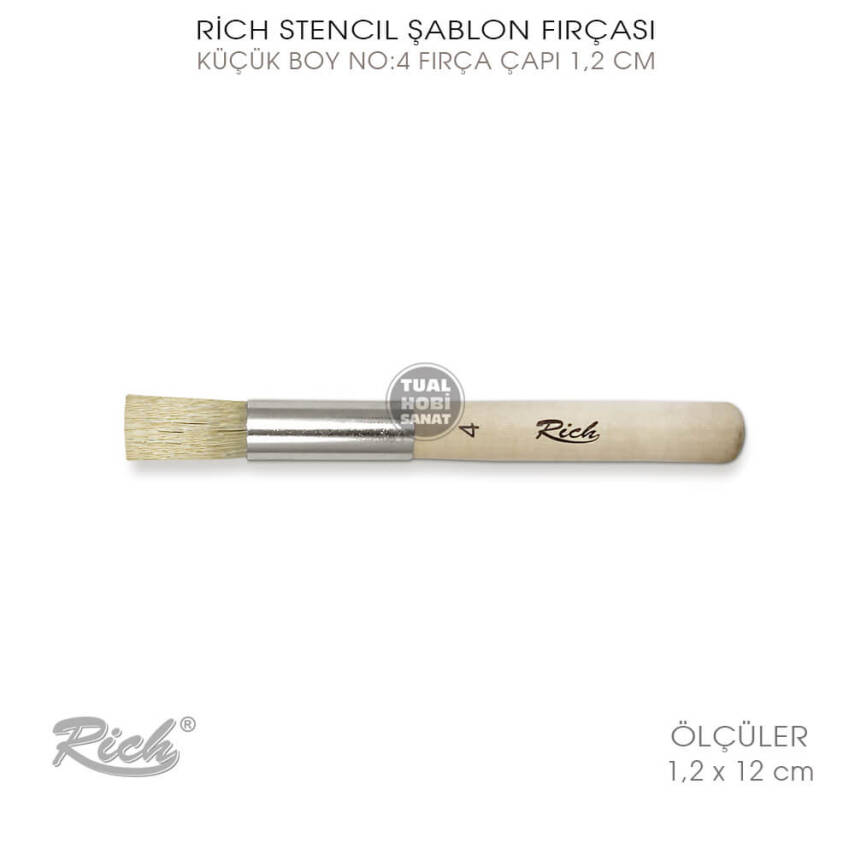 Rich Stencil Şablon Fırçası No:4 (1,2 x 12 cm) - 1