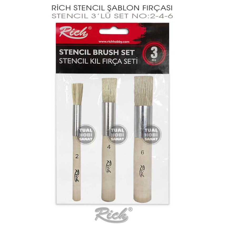 Rich Stencil Şablon Fırça Seti (3 Parça) - 1