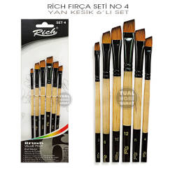 Rich Fırça Seti No:4 Yan Kesik Fırça Seti 6 Parça - Rich
