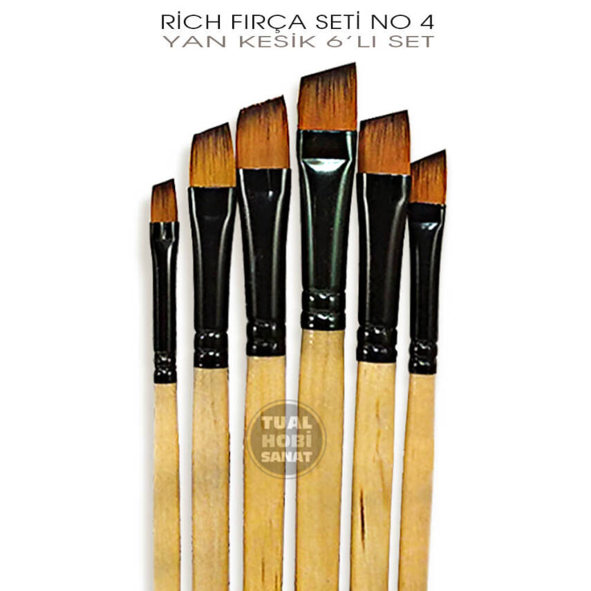 Rich Fırça Seti No:4 Yan Kesik Fırça Seti 6 Parça - 3